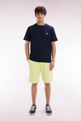 Relaxed fit yellow cotton fleece shorts