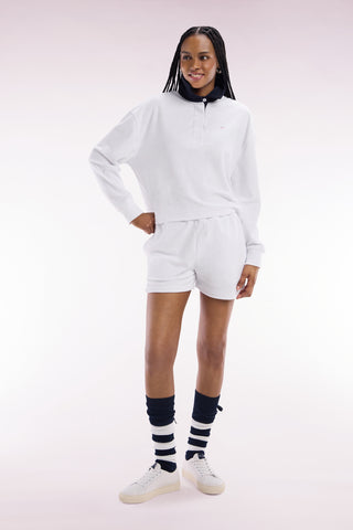 Straight-fit white cotton-blend fleece shorts