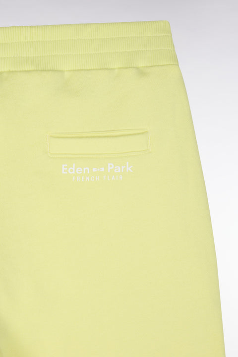 Straight-fit yellow cotton fleece shorts - Image 2