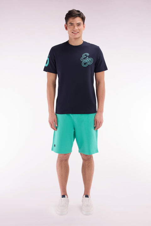 Relaxed-fit green cotton fleece shorts - Image 3