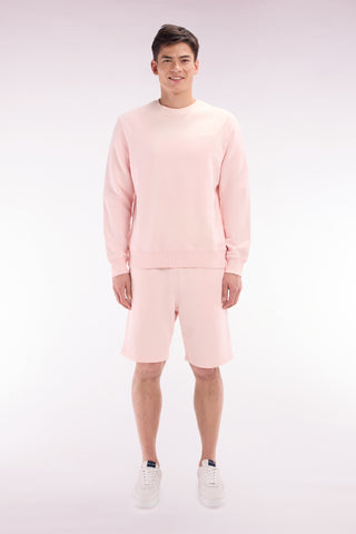 Relaxed-fit light pink cotton fleece shorts