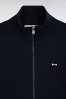 Straight-fit navy cotton zip-up sweatshirt