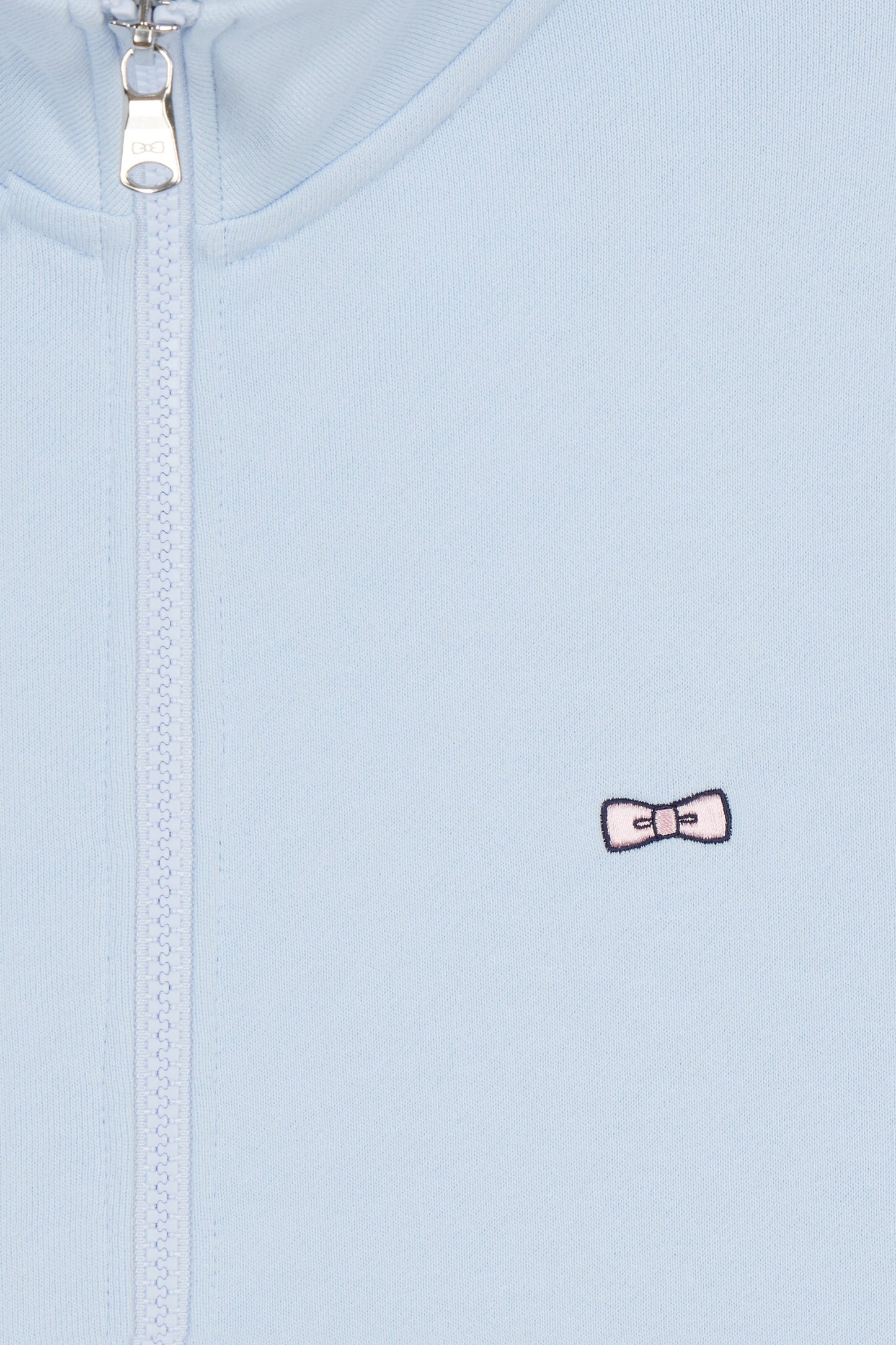 Straight-fit sky blue cotton zip-up sweatshirt