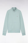 Straight-fit sea green cotton zip-up sweatshirt