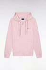Straight-fit pink cotton fleece zip-up sweatshirt