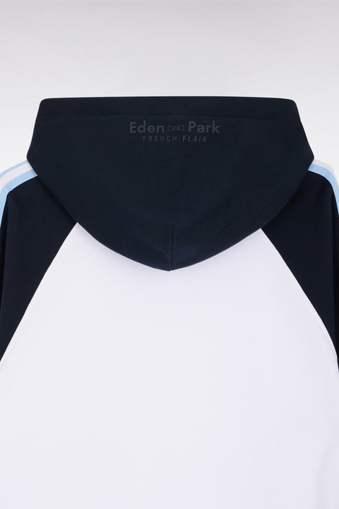White and blue cotton hooded sweatshirt, relaxed fit - Image 2