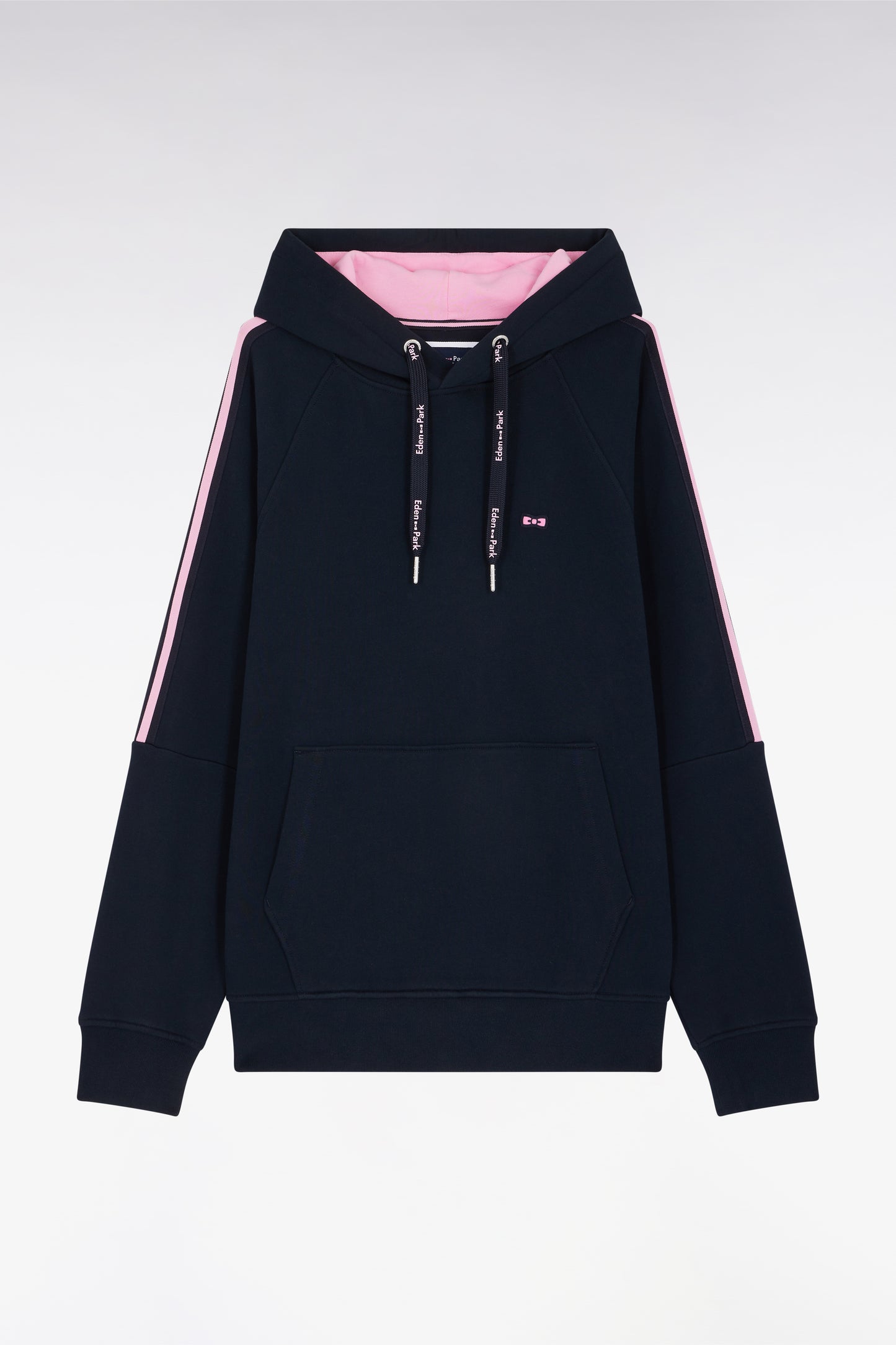 Relaxed-fit navy and pink cotton hoodie