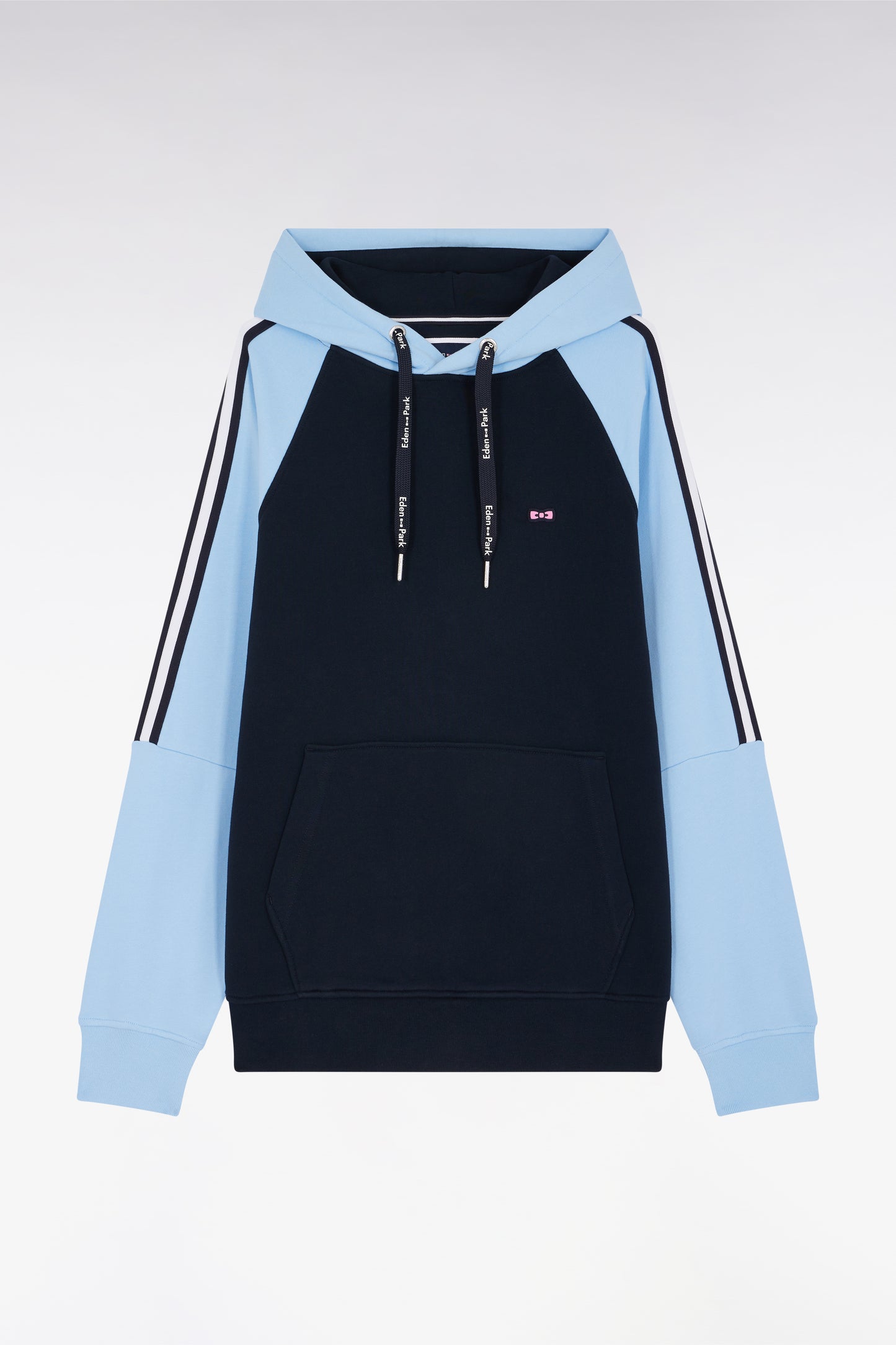 Relaxed-fit navy and sky blue cotton hoodie