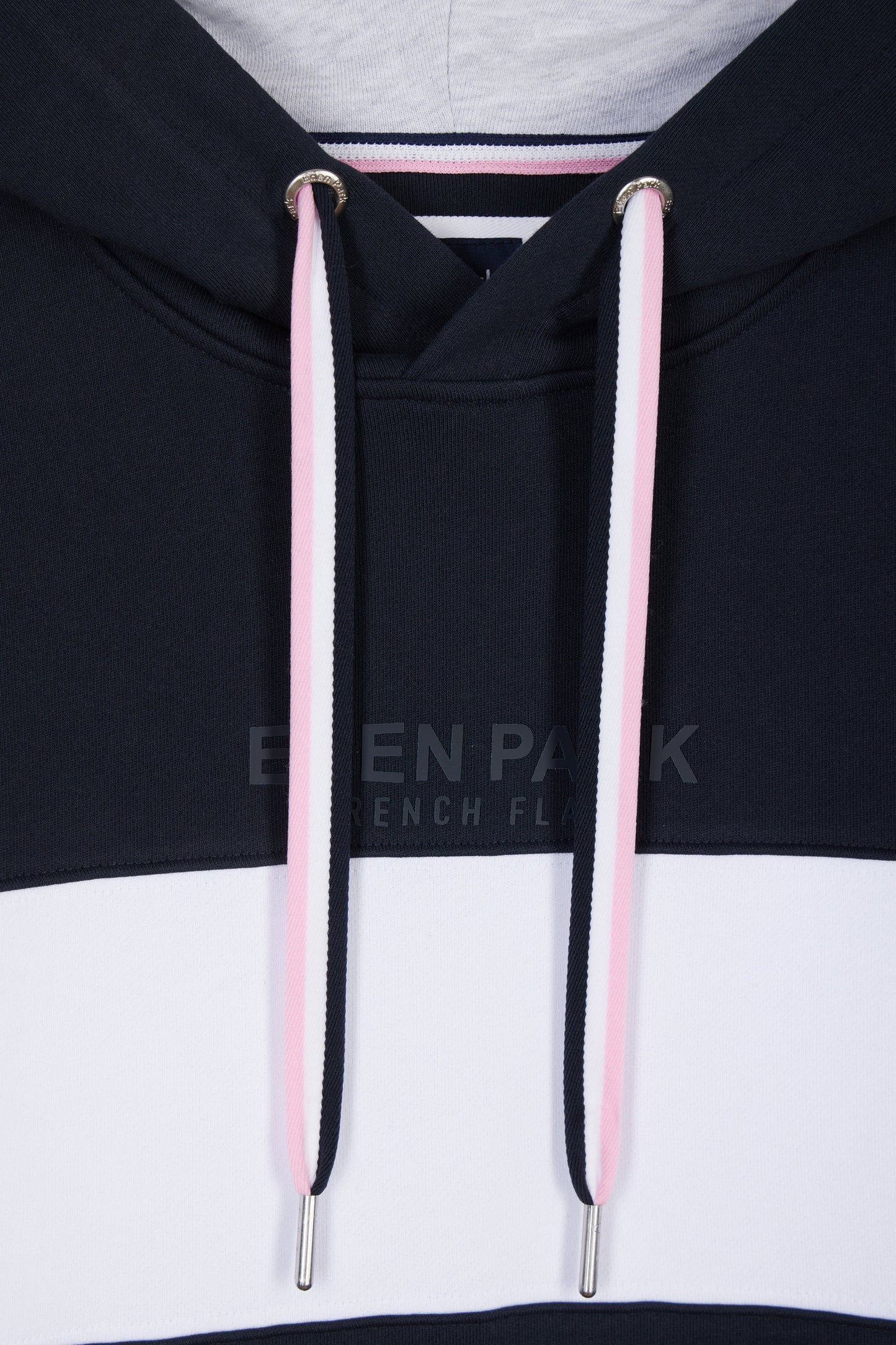 Relaxed-fit navy cotton fleece colorblock hoodie