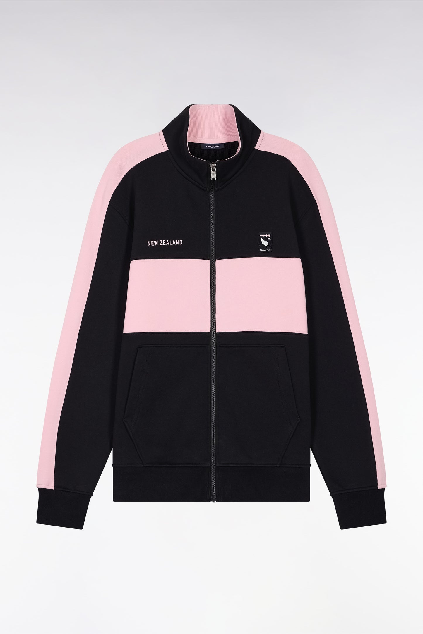 Relaxed fit New Zealand black and pink cotton fleece sweatshirt