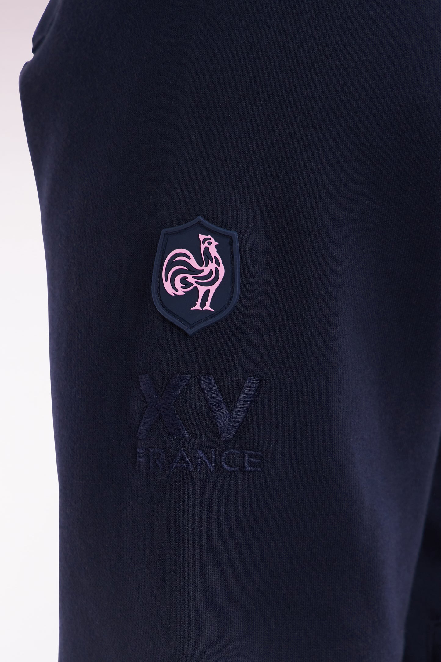 Straight-fit zip-up sweatshirt in navy stretch cotton with contrasting piping