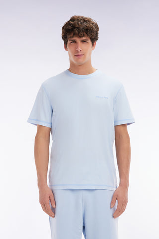 Relaxed-fit sky blue overdyed cotton T-shirt