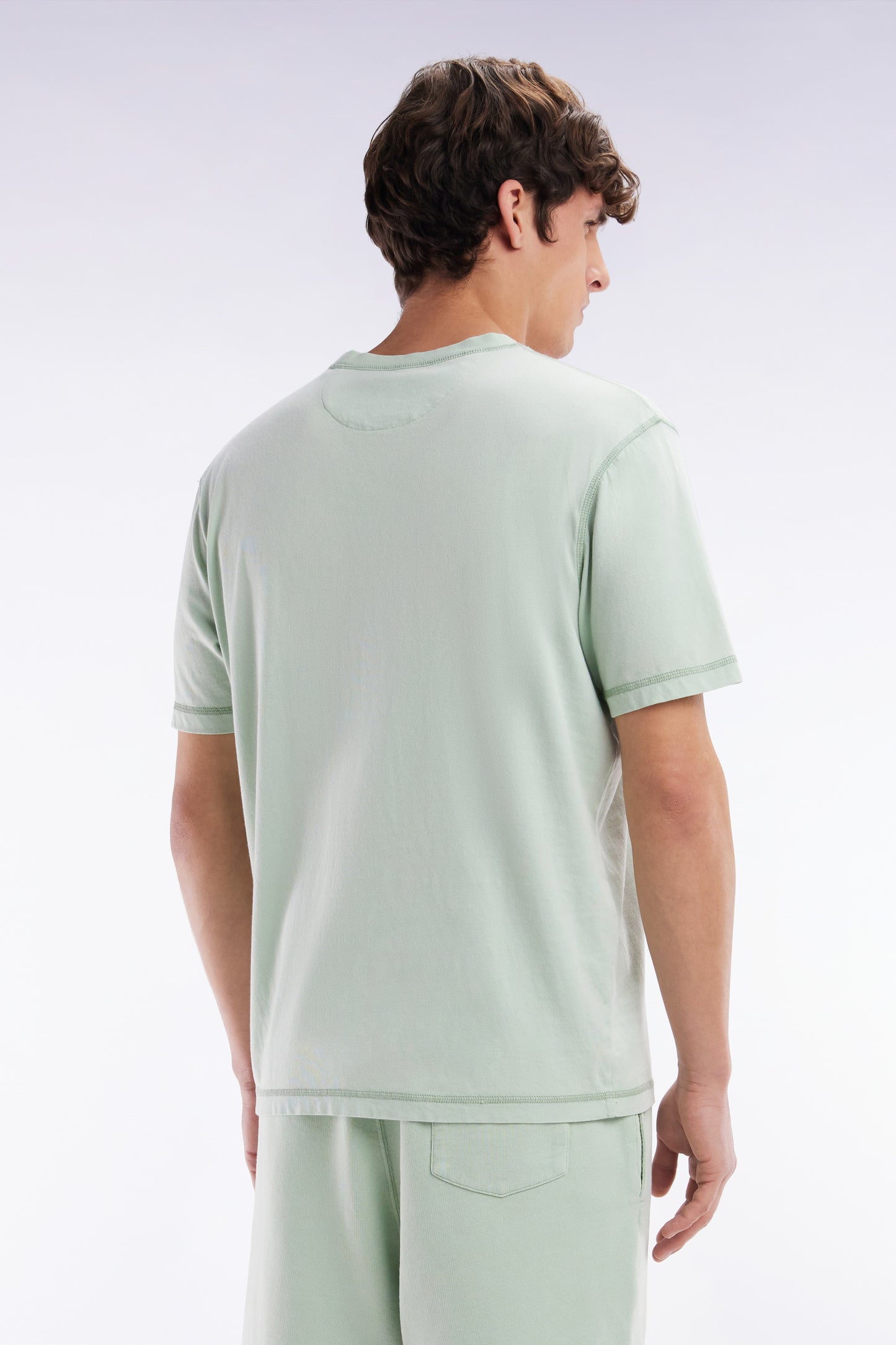 T-shirt en jersey de coton vert surteint coupe décontractée