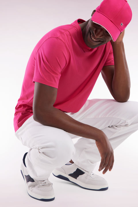 Straight-fit fuchsia Pima cotton T-shirt - Image 3