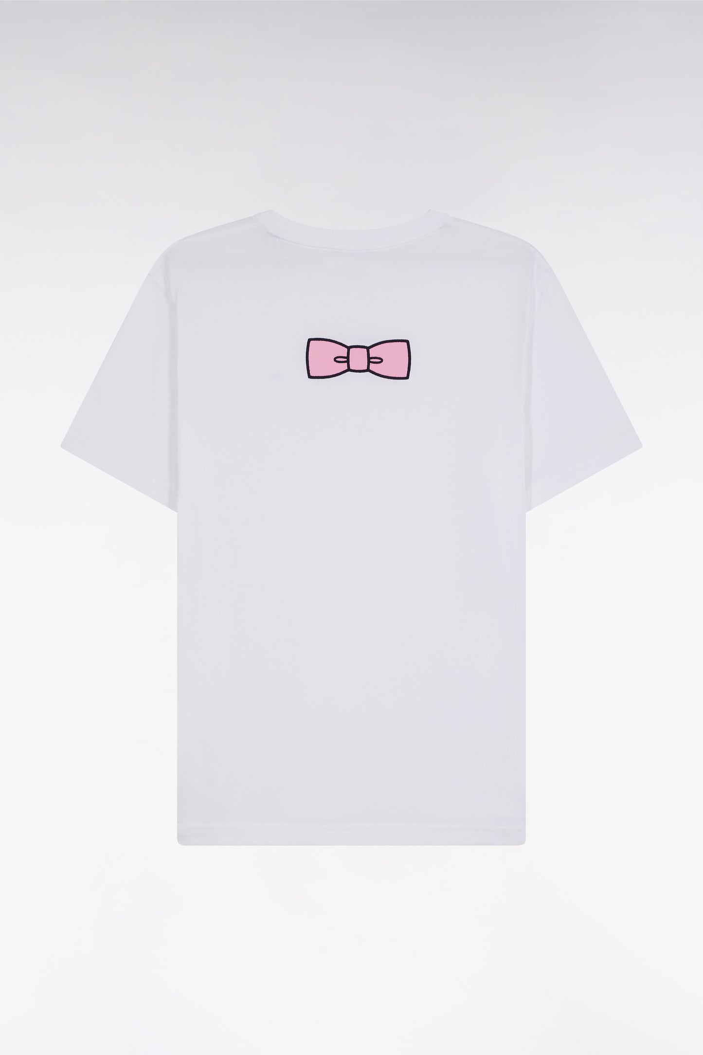 T-shirt en coton Pima blanc broderie dos coupe droite