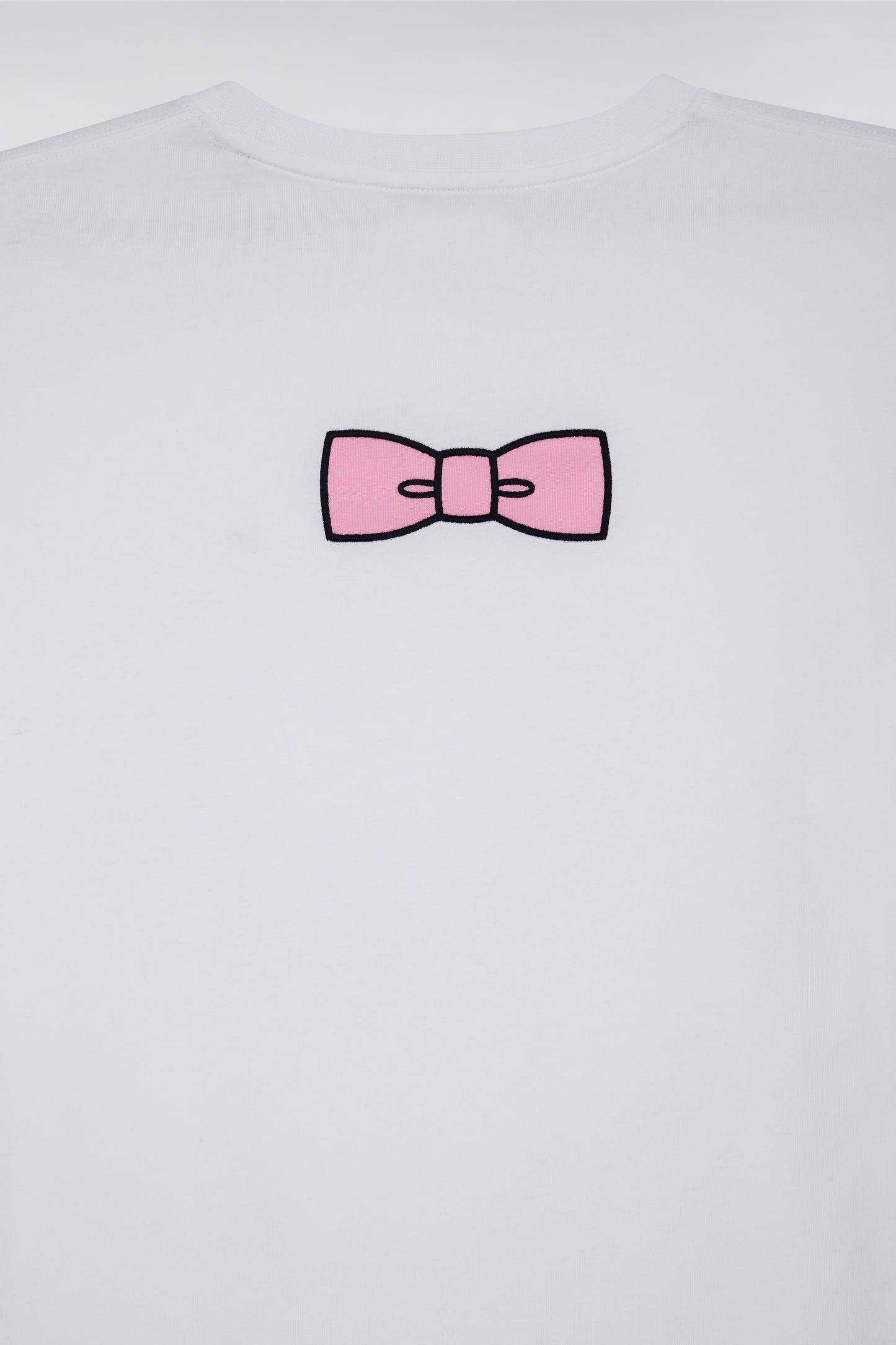 T-shirt en coton Pima blanc broderie dos coupe droite