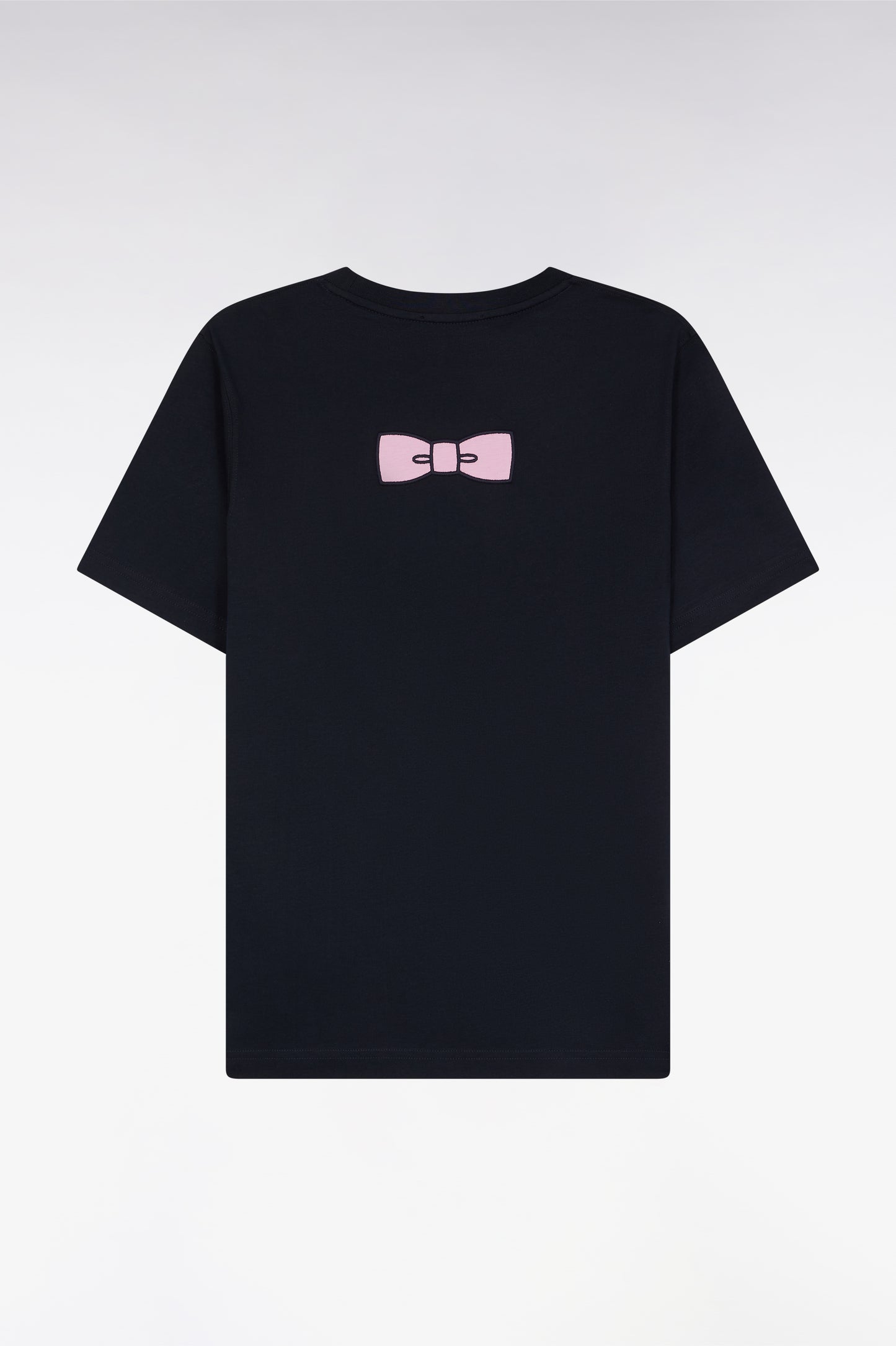 T-shirt en coton Pima marine broderie dos coupe droite