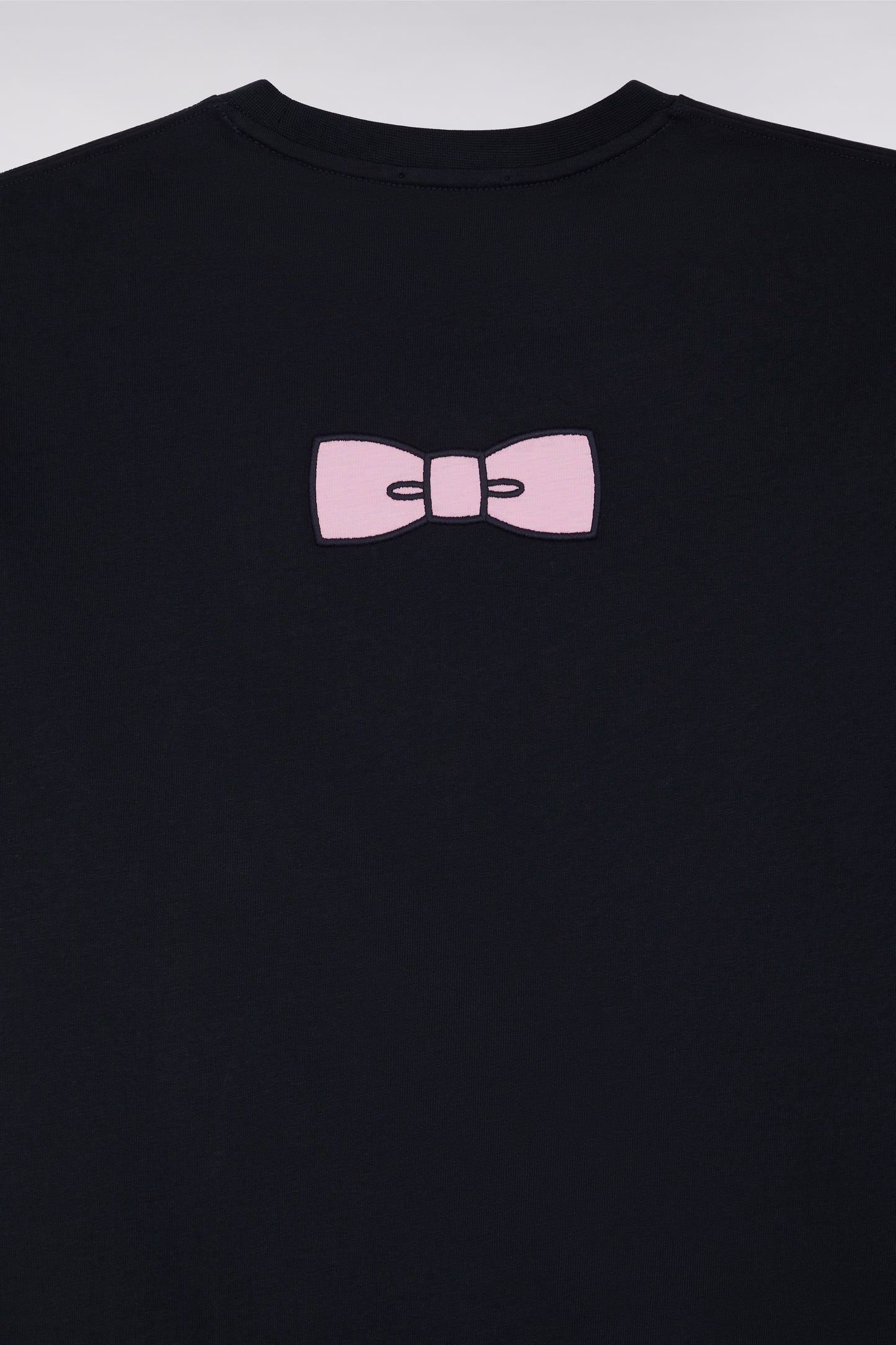 T-shirt en coton Pima marine broderie dos coupe droite