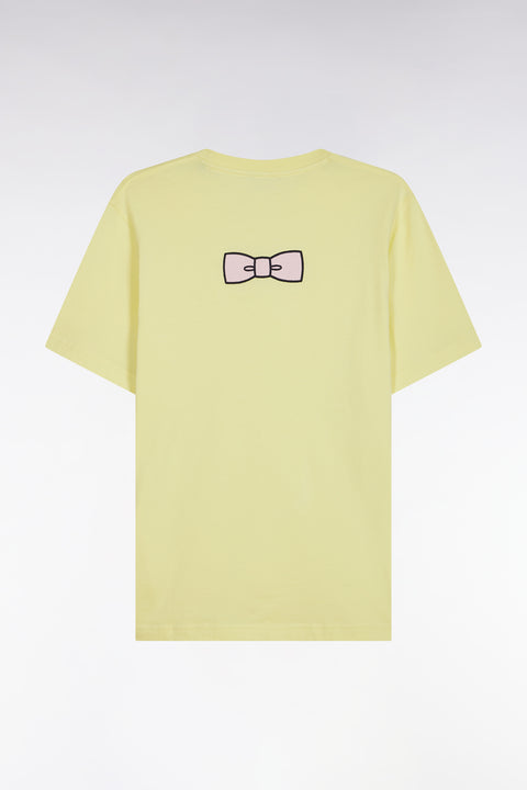 Straight-fit yellow Pima cotton T-shirt with back embroidery - Image 2