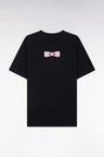 Straight-fit black Pima cotton T-shirt with back embroidery