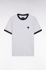 Slim-fit grey striped stretch cotton T-shirt