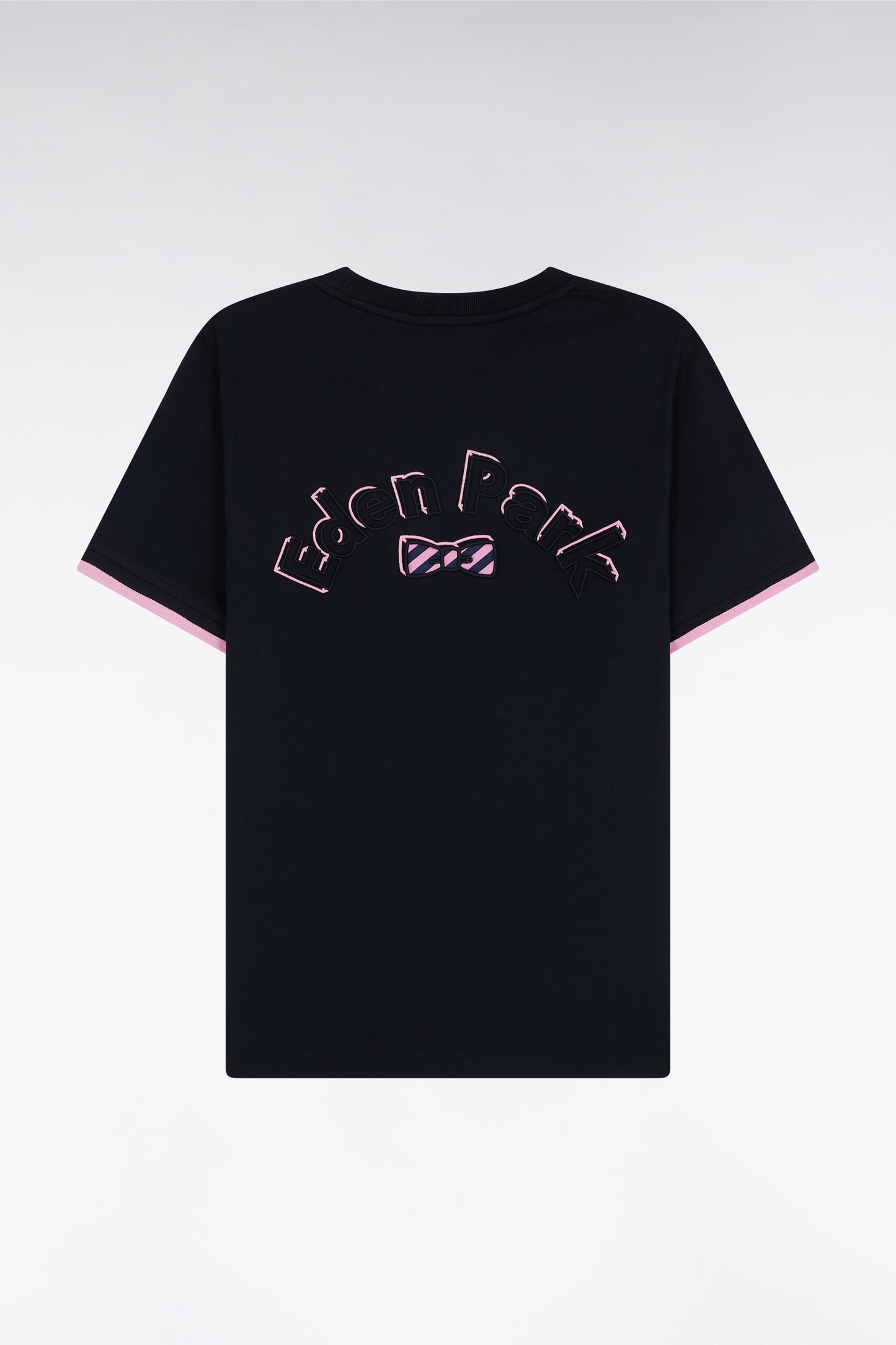 Straight-fit navy cotton T-shirt with Eden Park bow tie embroidery