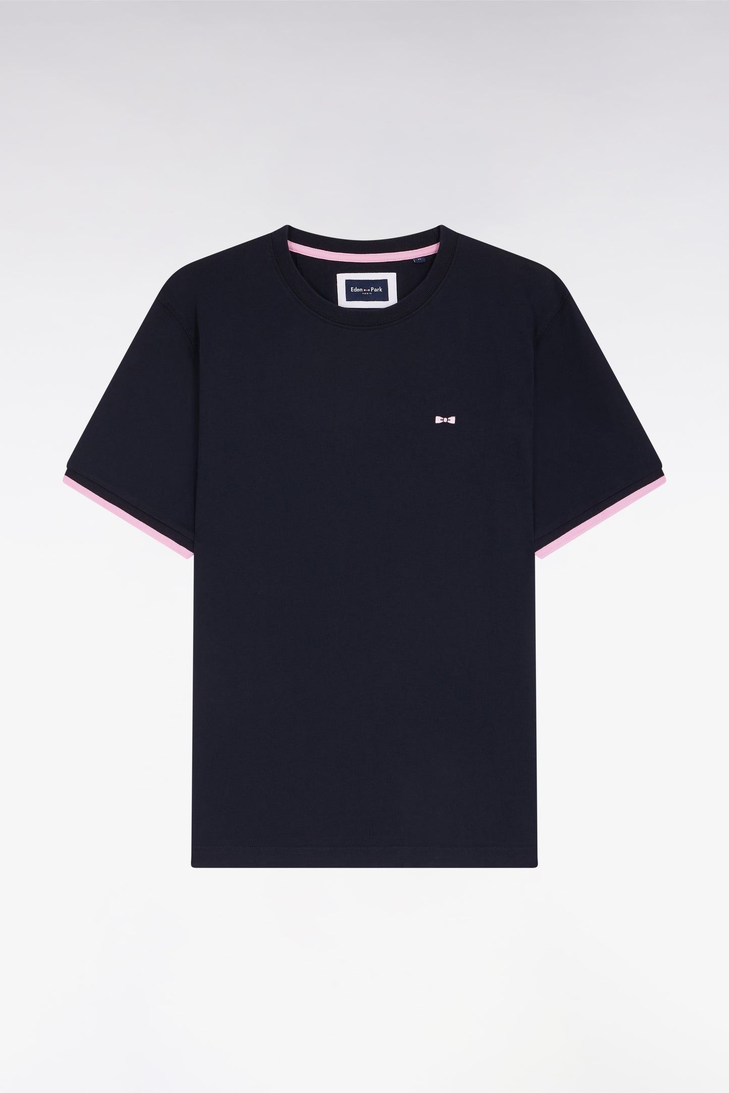 Straight-fit navy cotton T-shirt with Eden Park bow tie embroidery