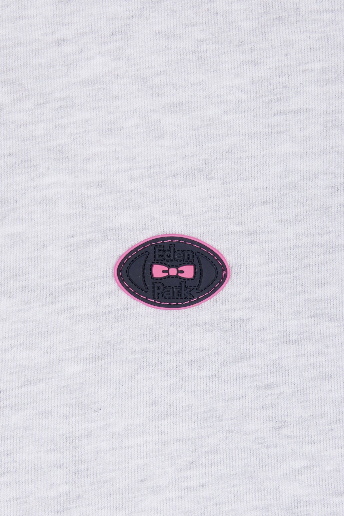 Grey cotton T-shirt with pink ribbing, relaxed fit