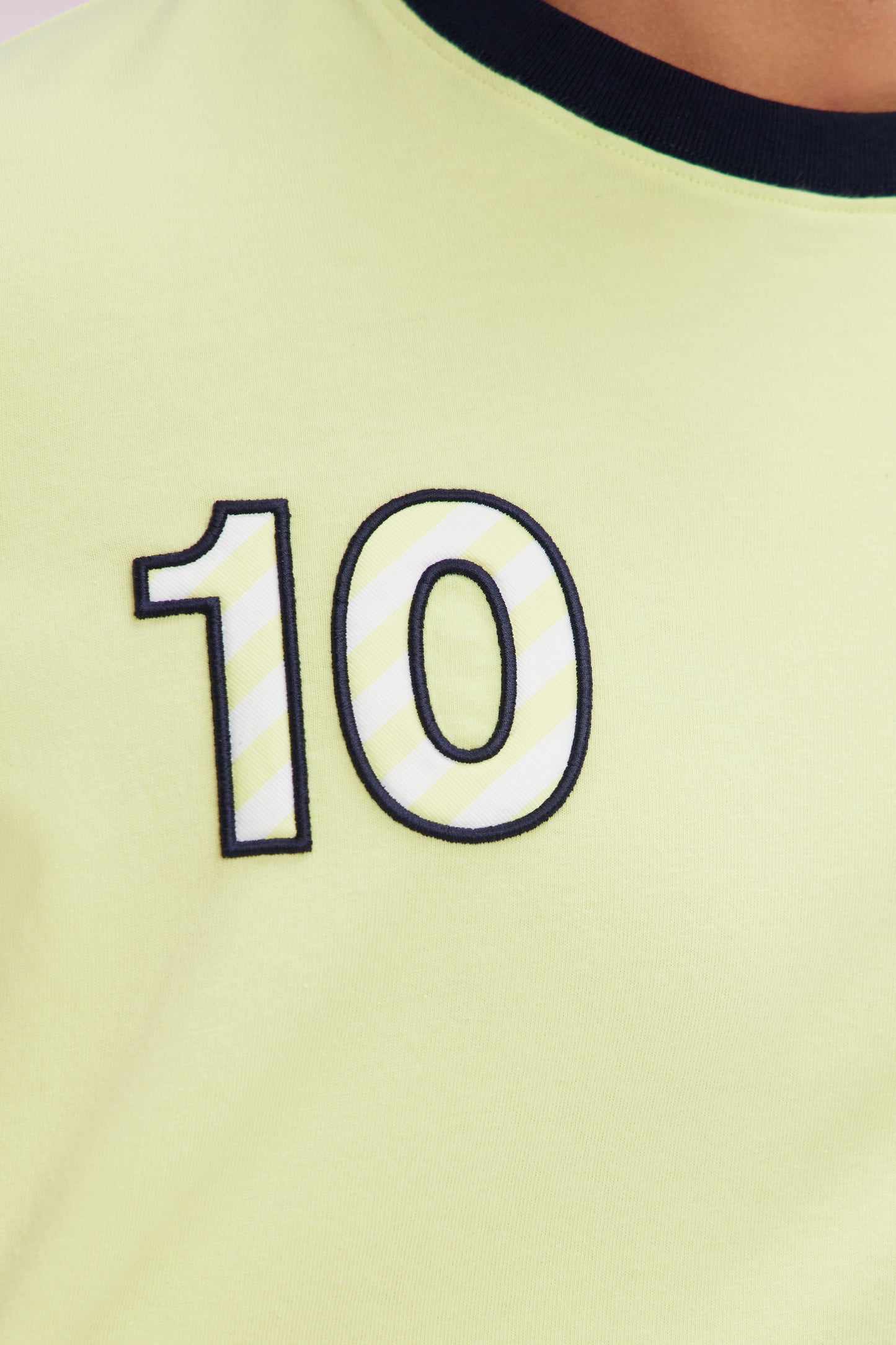 Yellow cotton T-shirt, embroidery 10, relaxed fit