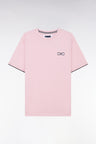 T-shirt in pink cotton embroidery bowed bowed downstream cutting