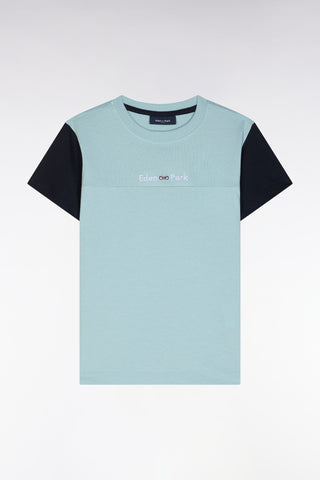 Water green cotton t-shirt Straight Navy sleeves