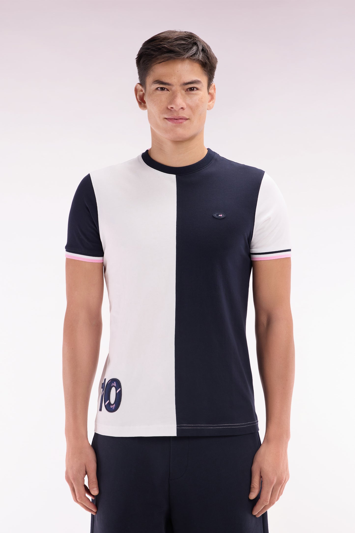 XV de France two-tone T-shirt in white cotton, straight cut