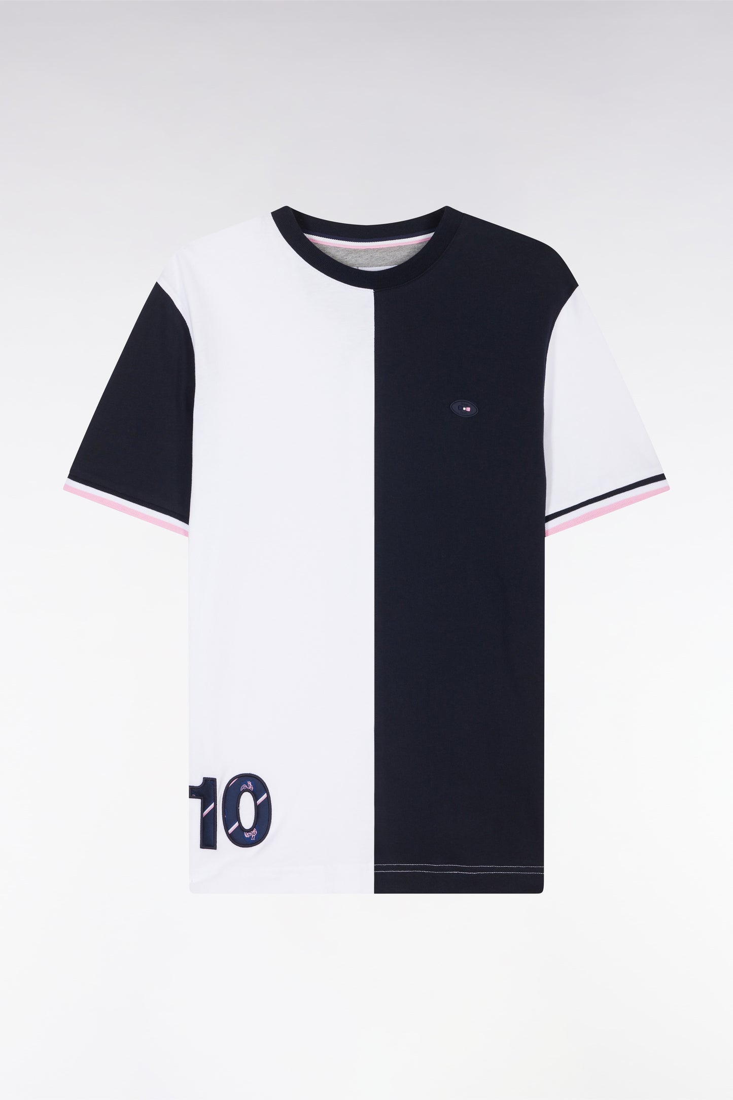 XV de France two-tone T-shirt in white cotton, straight cut