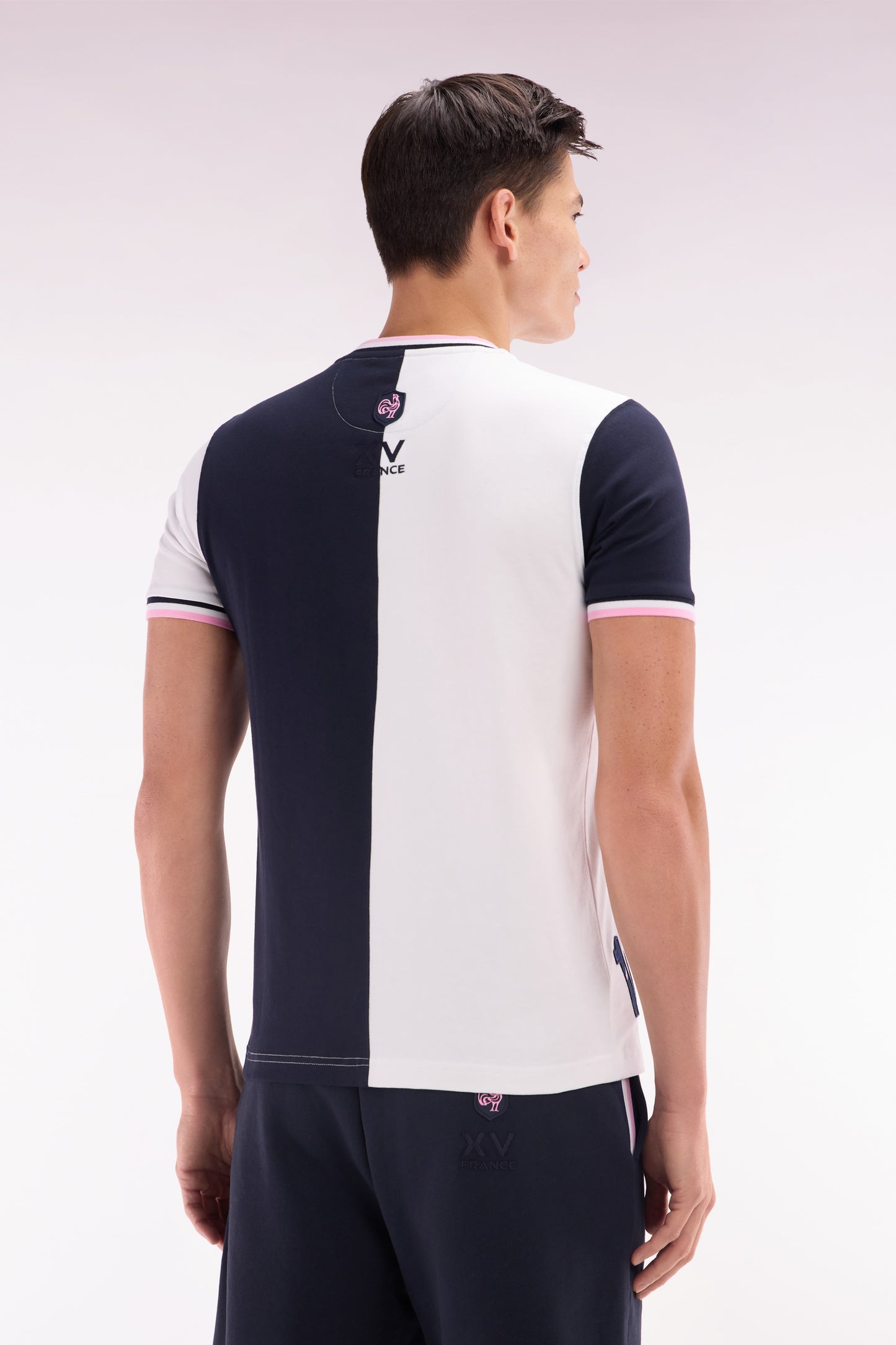 XV de France two-tone T-shirt in white cotton, straight cut