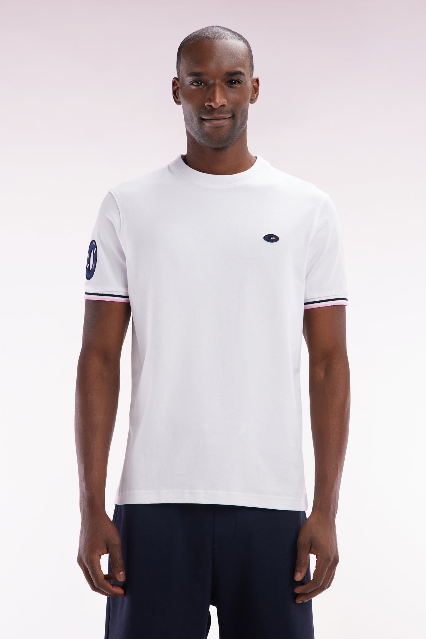 XV T-shirt from France in white cotton embroidery 10 straight cut