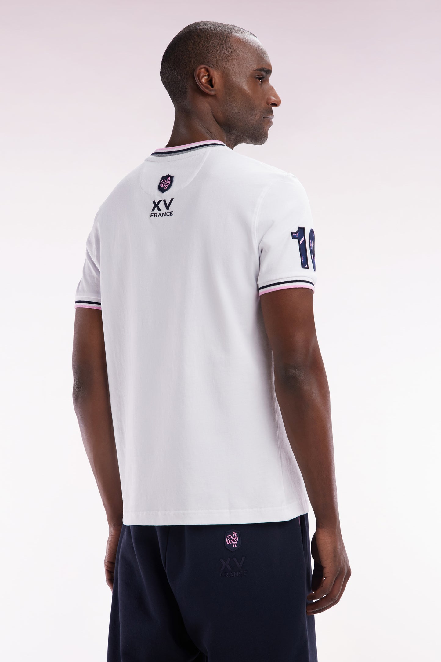 XV T-shirt from France in white cotton embroidery 10 straight cut
