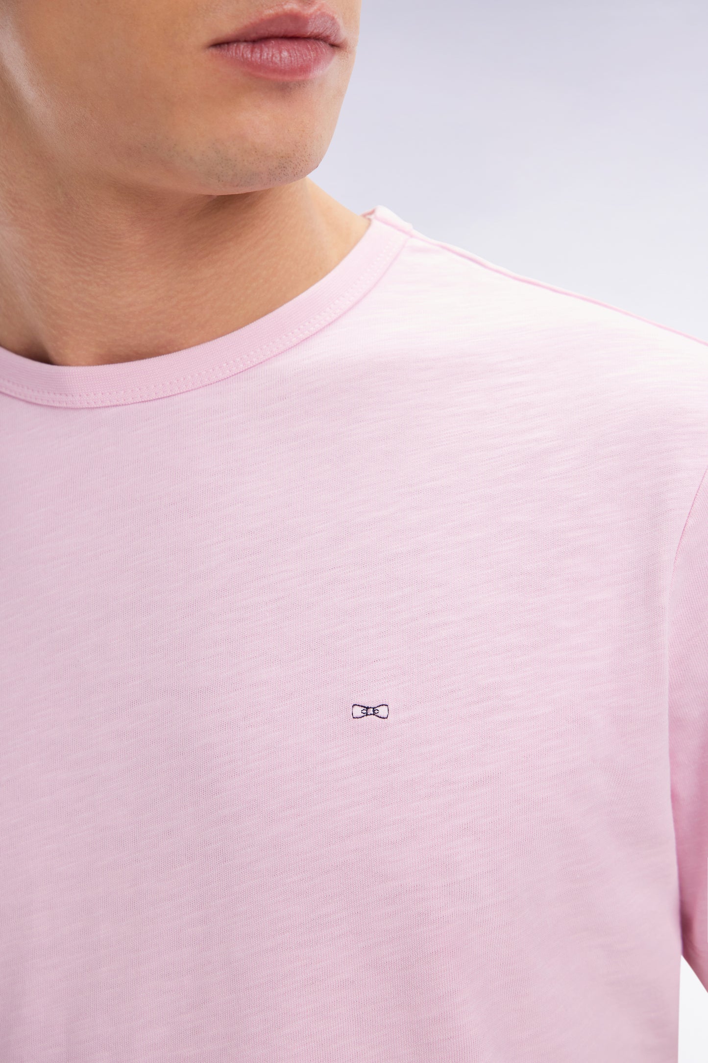 Straight pink cotton jersey t-shirt straight cut