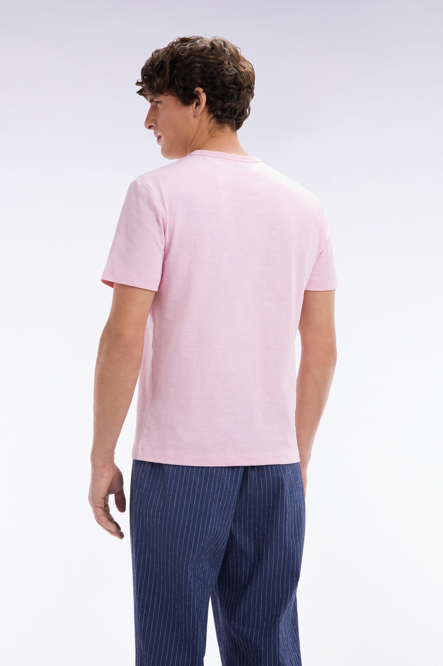 Straight pink cotton jersey t-shirt straight cut