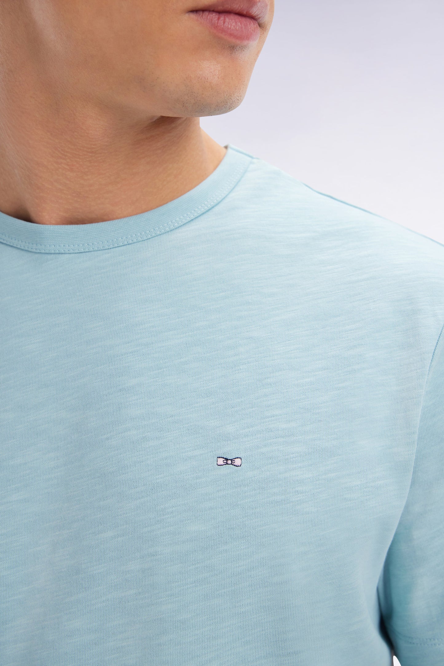 Water green cotton jersey t-shirt straight cut