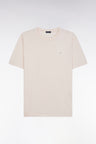 Straight-fit pink T-shirt in cotton and linen blend