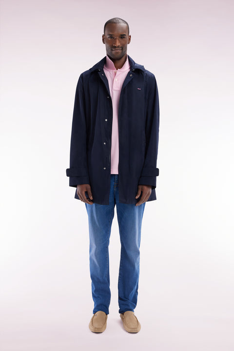 Navy blue hooded raincoat - Image 1