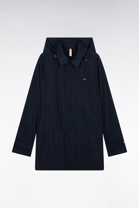 Navy blue hooded raincoat - Image 2