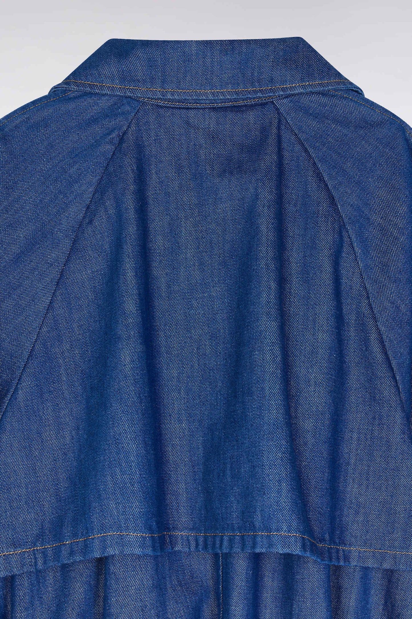 Oversized blue denim trench coat