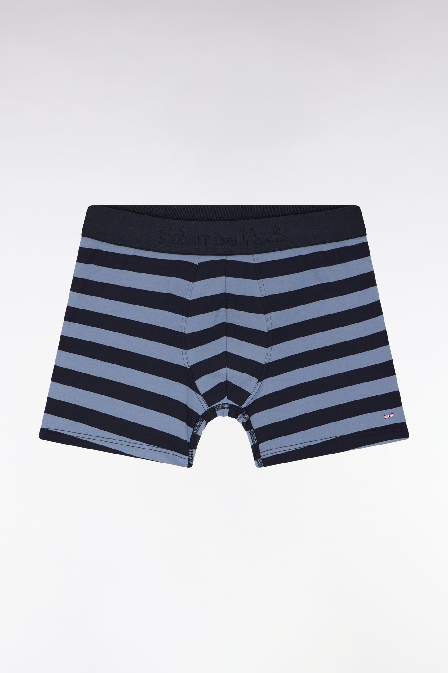 Boxer shorts in stretch cotton jersey with navy and grey stripes