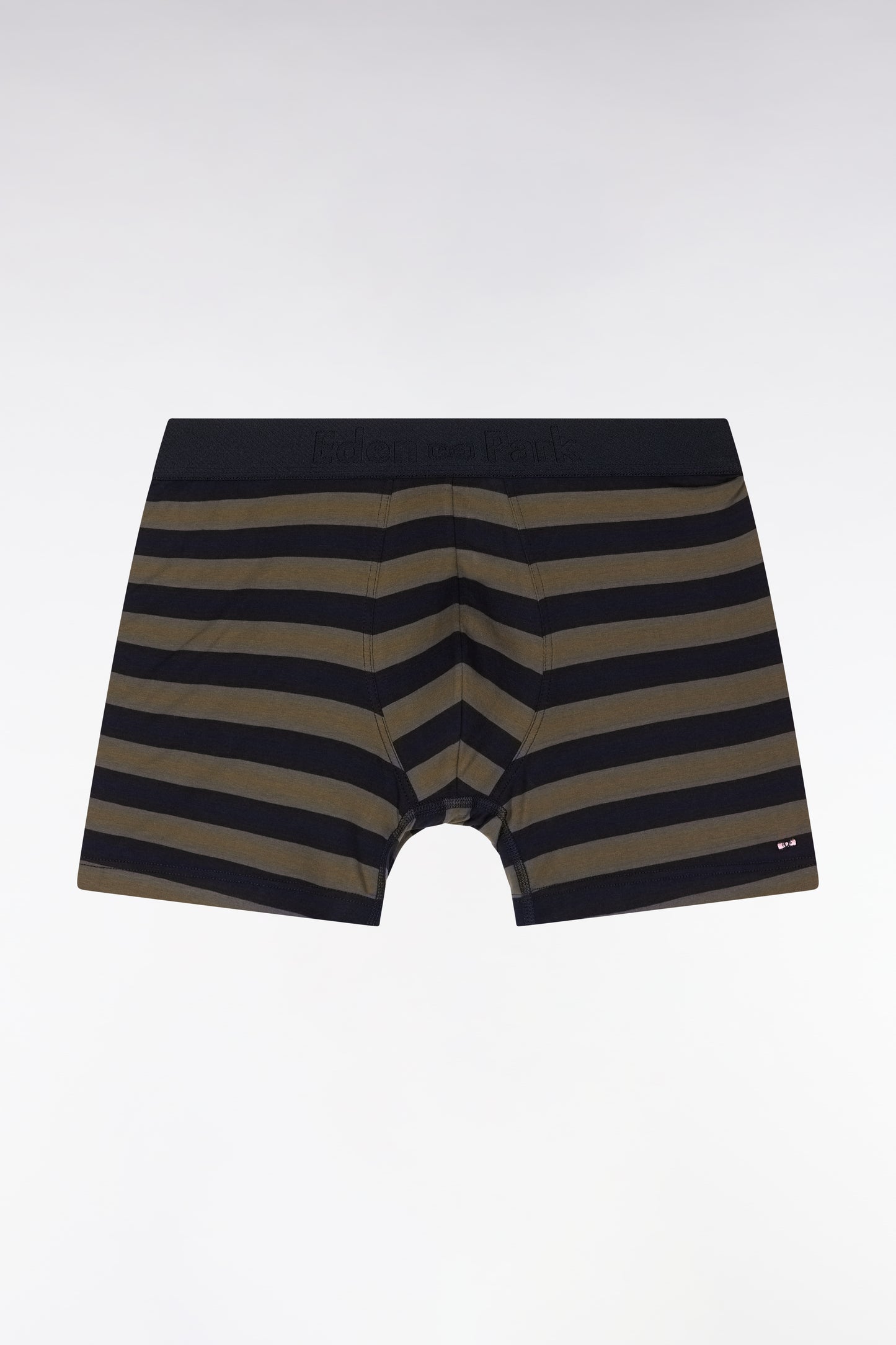 Boxer shorts in stretch cotton jersey with navy and khaki stripes