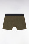 Stretch cotton jersey boxer shorts with khaki bow tie micropatterns