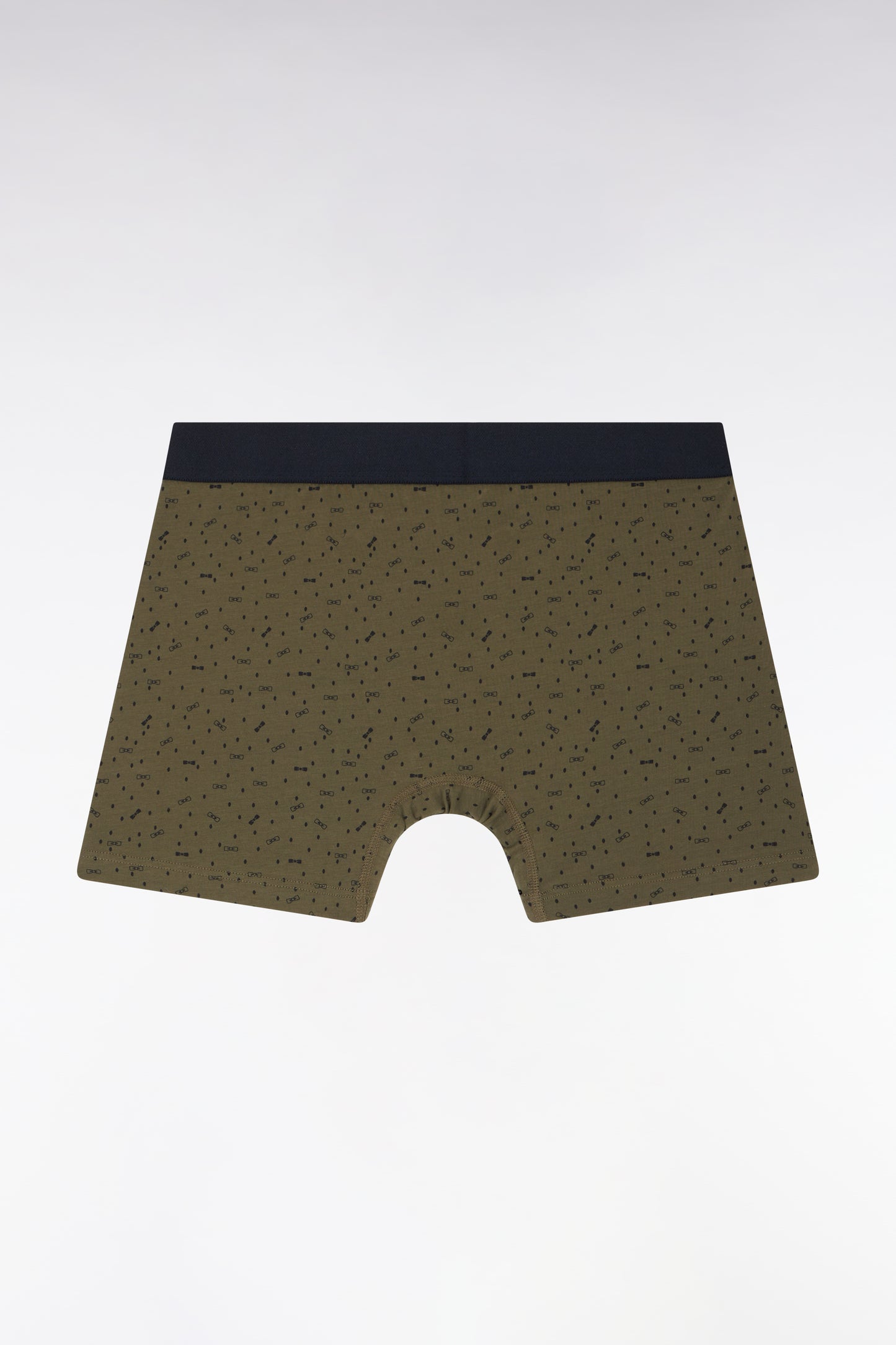 Boxer shorts in stretch cotton jersey with khaki micropatterns