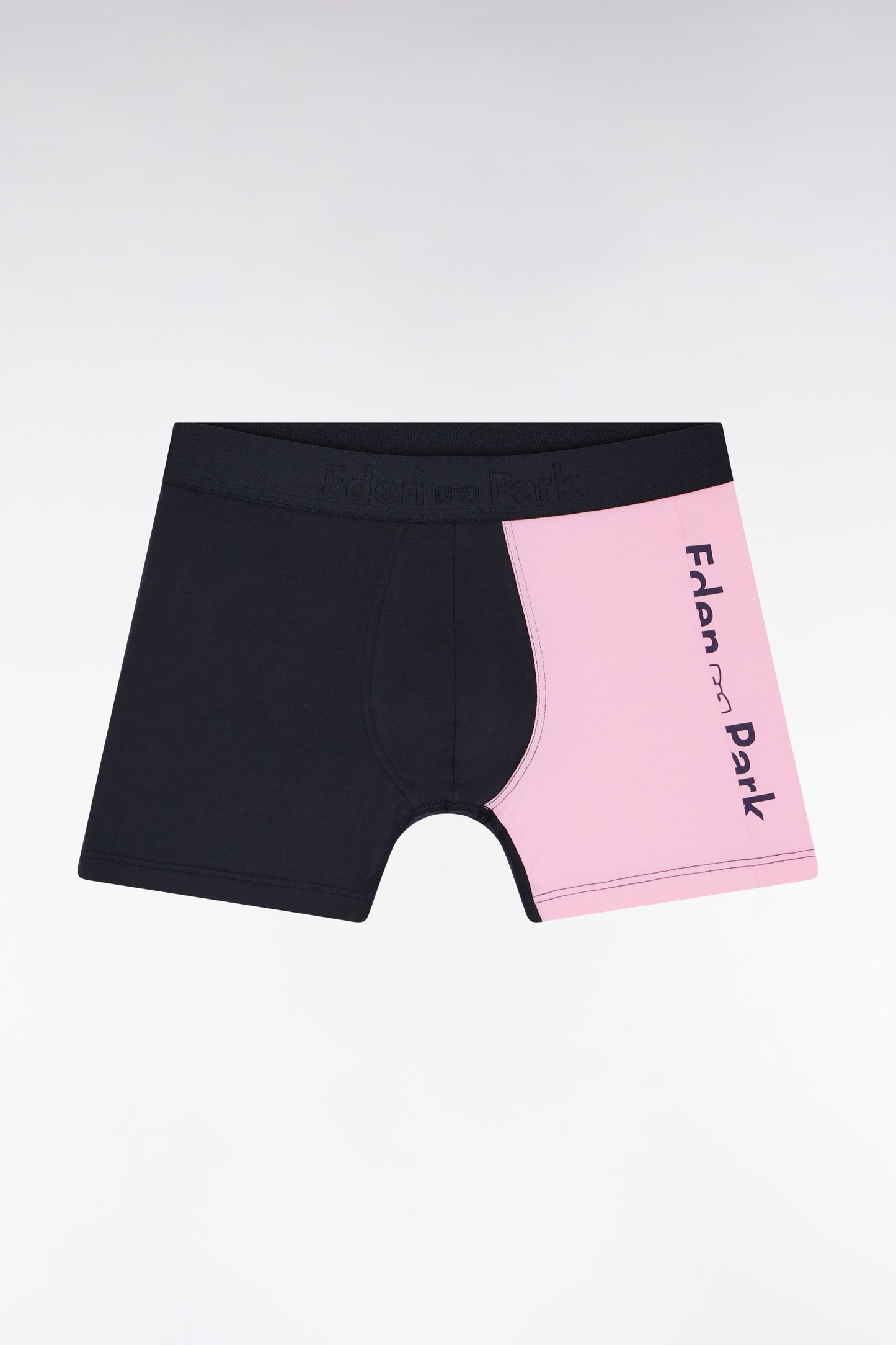 Two-tone stretch cotton jersey boxer shorts in navy and pink