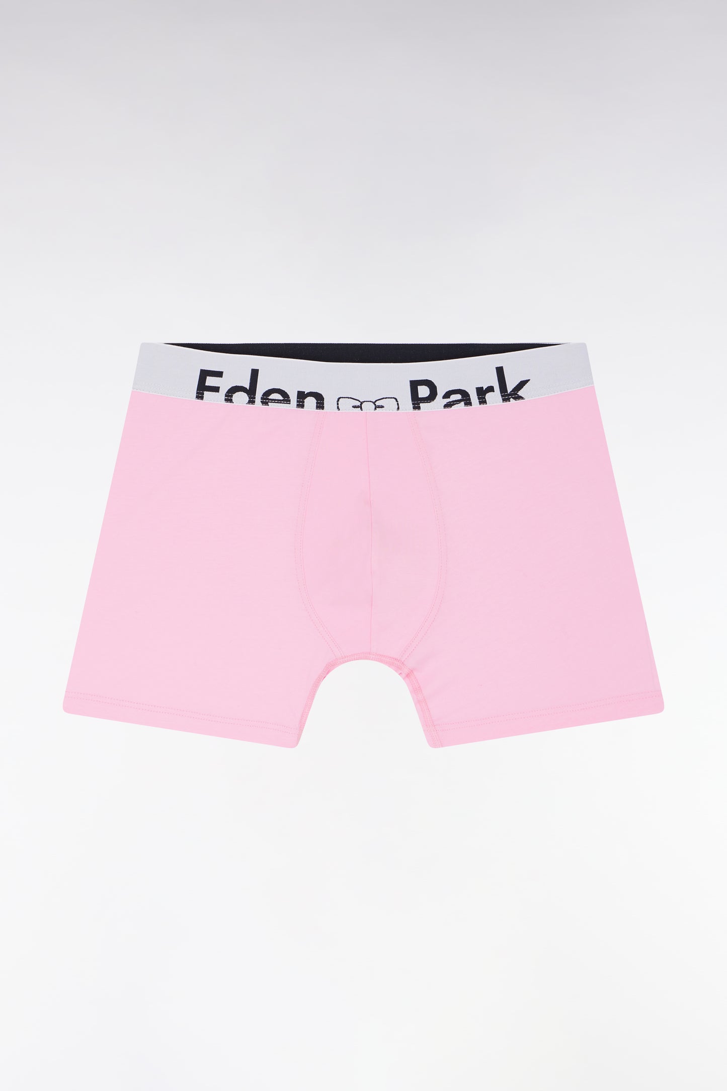 Pink stretch cotton jersey boxer shorts, white waistband