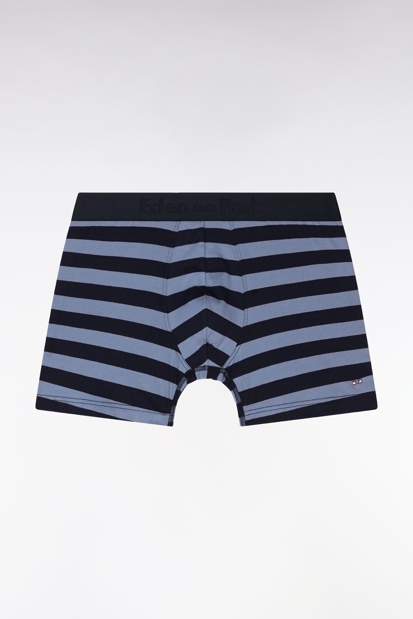 Set of two plain boxer shorts in navy and grey stretch cotton jersey